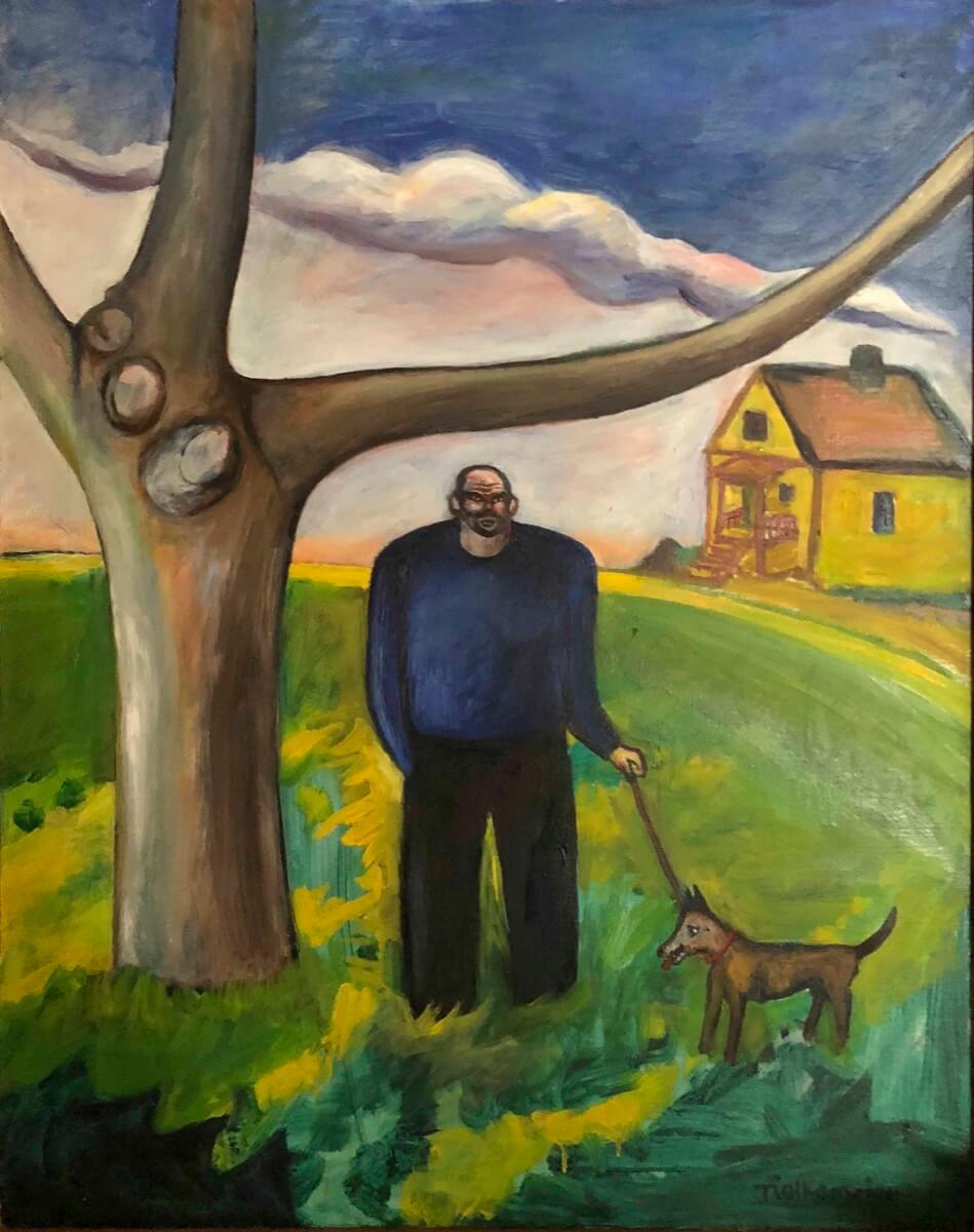 Man under tree